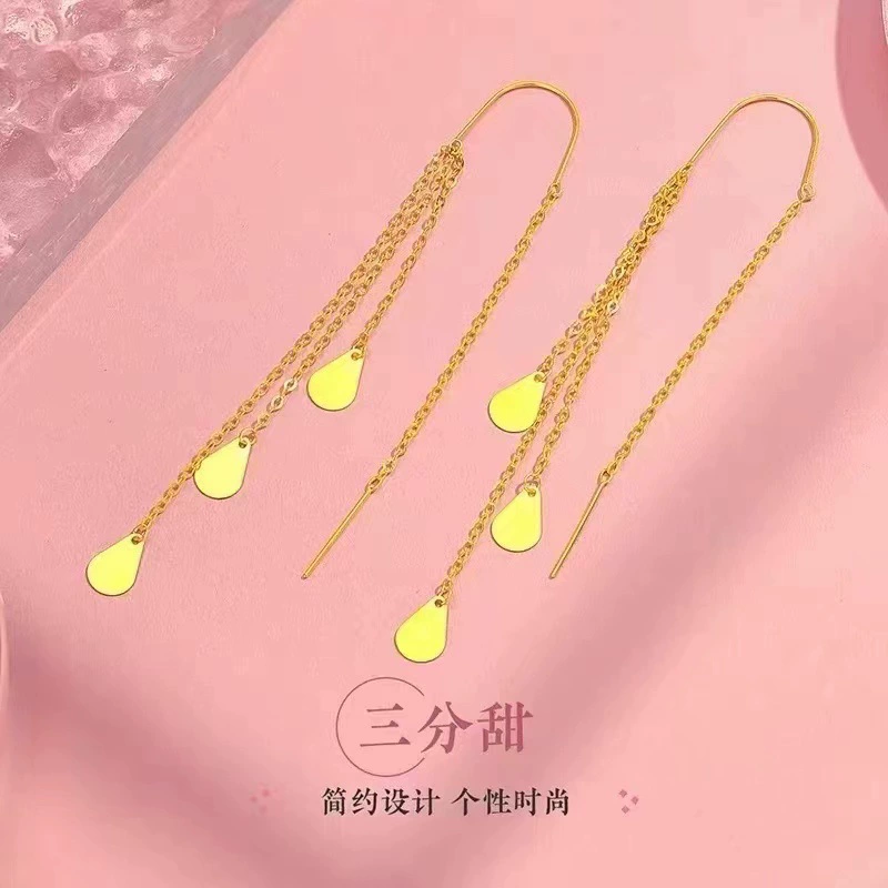 Золотые серьги-капли 18 карат, модные и простые женские серьги-капли AU750, универсальные золотые подарки для мамы