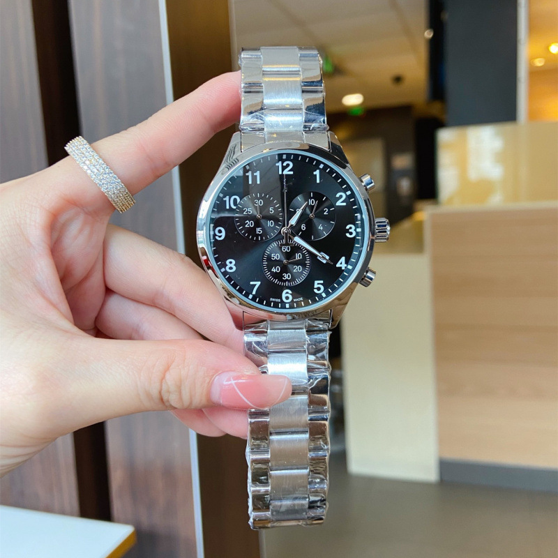 Personalized trendy men's cool Korean men's watch six-pin chronograph quartz running seconds men's steel band watch wholesale