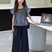 女童套装夏款2025新款洋气大童女装阔腿裤儿童夏装娃娃衫两件套夏