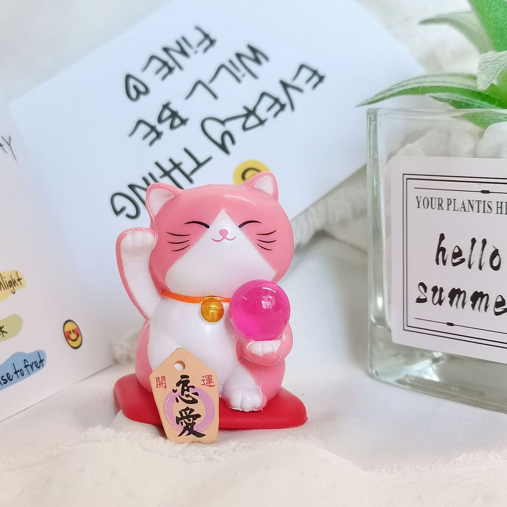 (2개) 스톨 7 행운의 고양이 수송 자동차 인형 장식 데스크탑 장식 장난감 인형 트위스트 달걀 공 핸드 헬드
