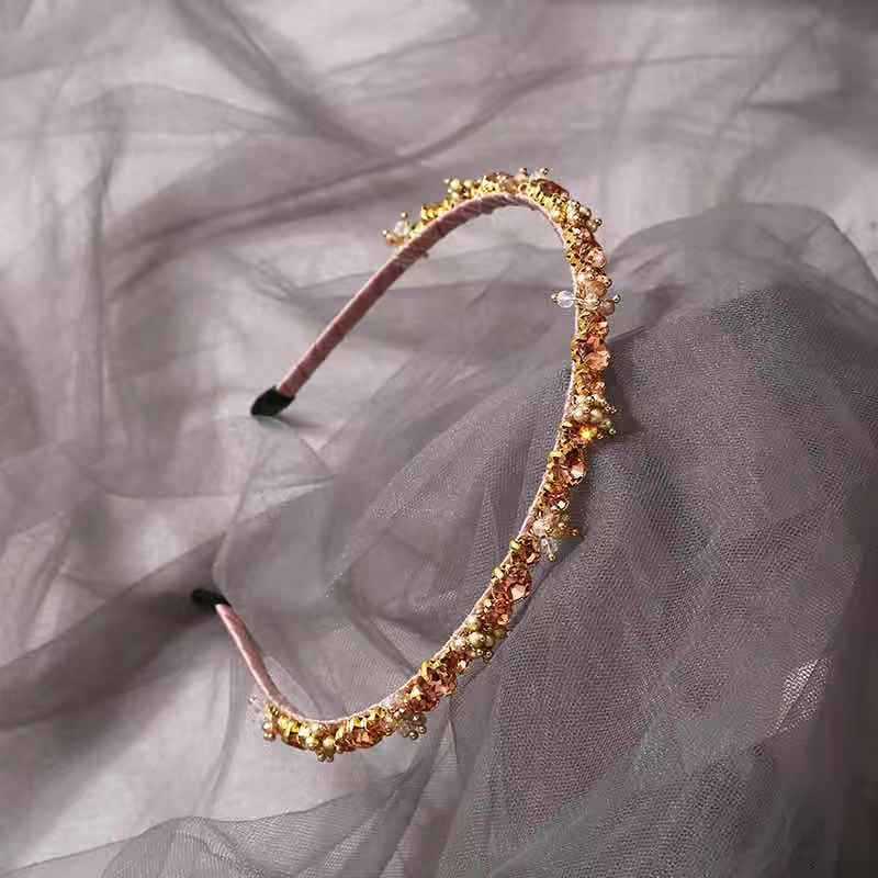 Simple Style Solid Color Iron Inlay Rhinestones Hair Band