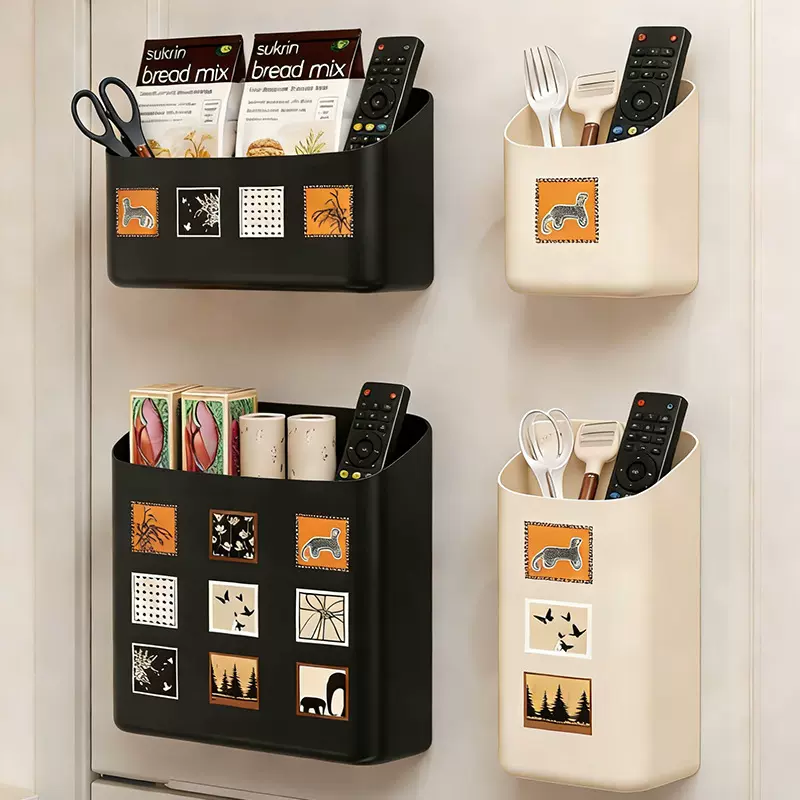磁吸冰箱置物架壁挂免打孔烤箱侧面挂架保鲜膜储物厨房用品收纳盒