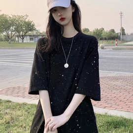 美式潮牌满天星短袖t恤女2026夏季新款宽松休闲亮片情侣显瘦上衣