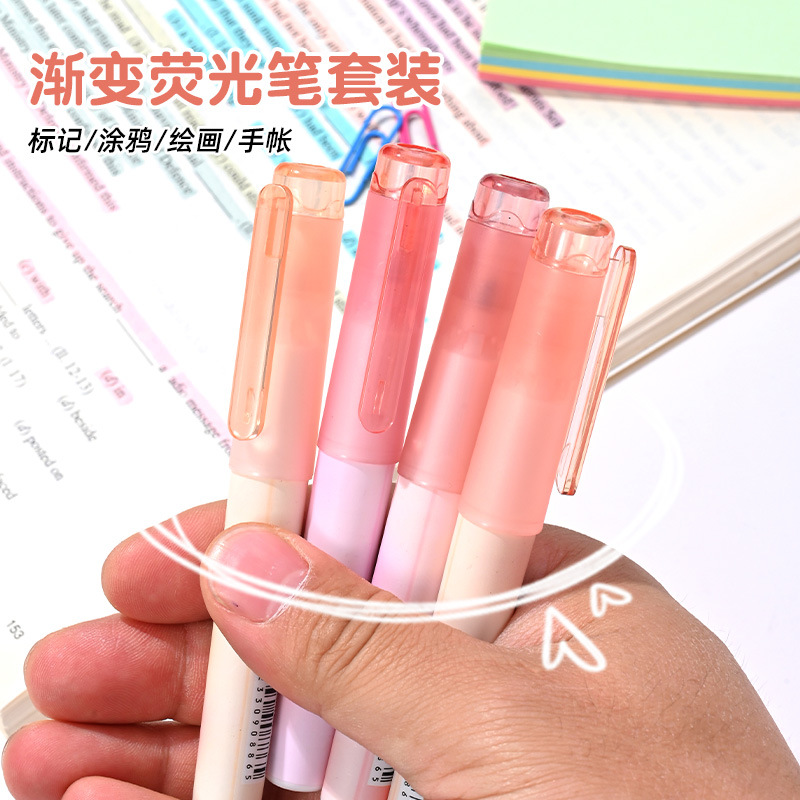 Resaltador de color degradado de alto valor, protector ocular, marcador de escritura para estudiantes, marcador de oficina, juego de resaltador de cuenta manual