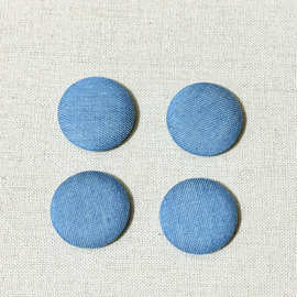 新款格纹牛仔包布纽扣平底布扣diy发夹服装鞋袜辅料配饰扣子批发