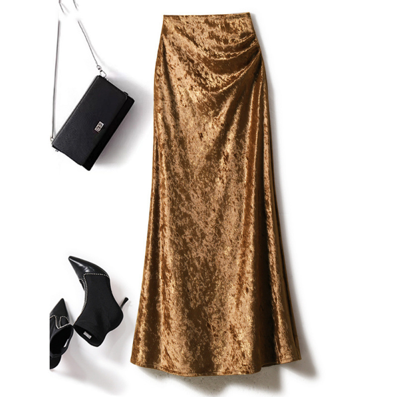 2026 Super Popular Long Skirt for Women, Autumn and Winter 2025 New Style, High-End Slim-Fit Shiny Velvet Bodycon Skirt 2026 Super Popular Long Skirt for Women, Autumn and Winter 2025 New Style, High-End Slim-Fit Shiny Velvet Bodycon Skirt