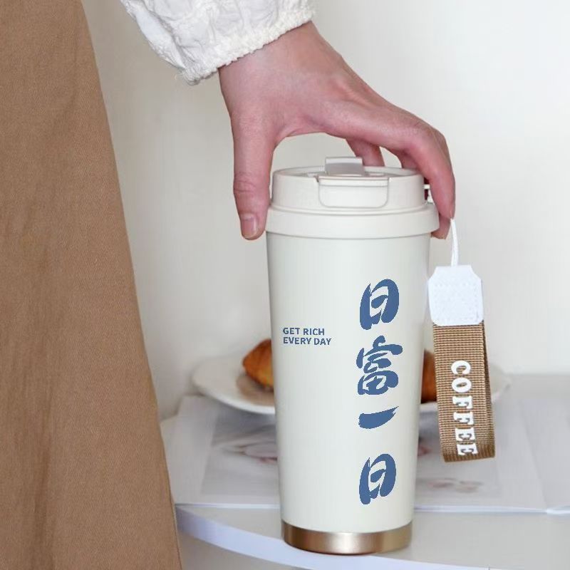 Taza de agua doble 316 taza de aislamiento de paja de acero inoxidable de gran capacidad simple portable anti-caída taza de café de estudiantes para hombres