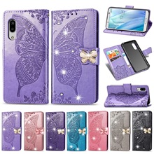适用夏普AQUOS Sense6手机壳索尼Xperia1 IV压花蝴蝶点钻插卡皮套