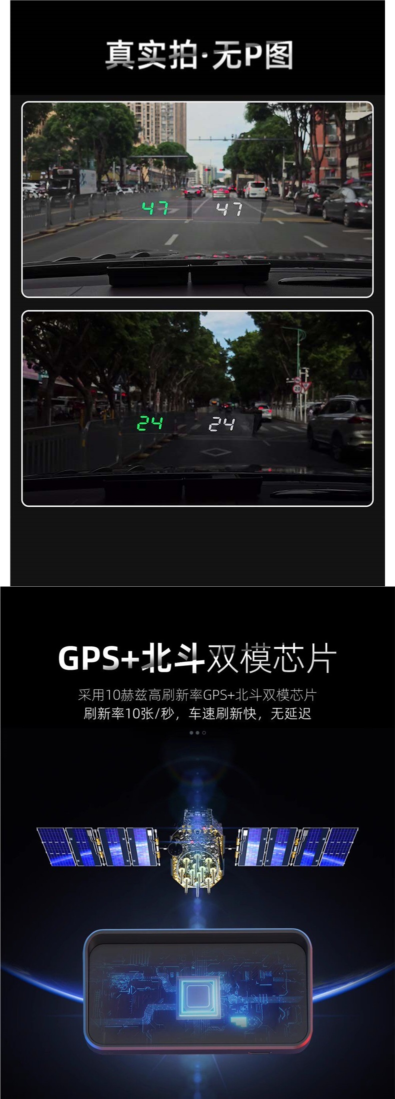 Car HUD Head-Up Display Universal for New Energy Vehicles, Electric Cars, Trucks, GPS Speedometer, High-Definition Projection