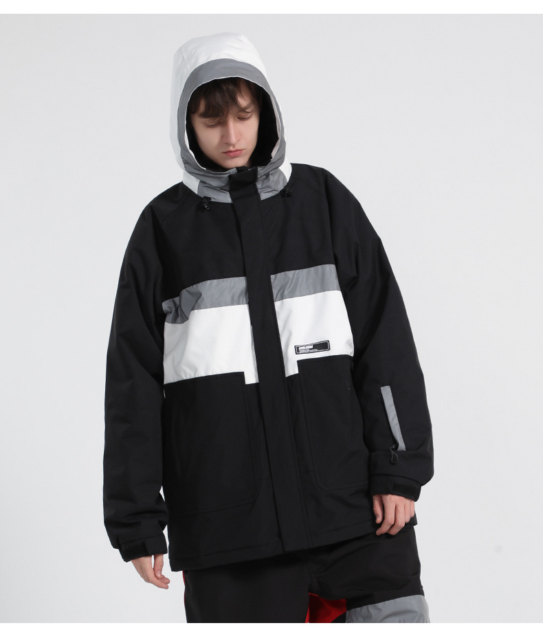 New snowsuit women's jacket warm clip cotton waterproof double board equipment reflective snowsuit men_voghion.com
