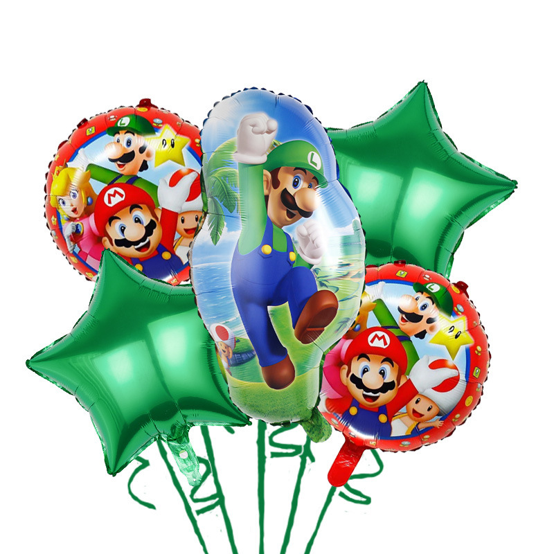 Transfronterizo Mario modelado de globos de aluminio Mario tema juego de cumpleaños diseño de juguete decoración del partido papel de aluminio