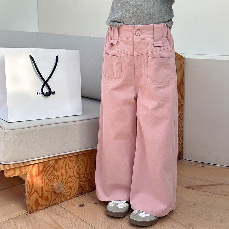 女童阔腿裤2025春季新款儿童洋气韩版宽松直筒裤女孩潮流休闲长裤|undefined