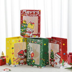 Christmas Gift Bag with Window, Christmas Window Bag, Gift Return Gift, Satchel Paper Bag, Christmas Eve Apple Packaging Bag