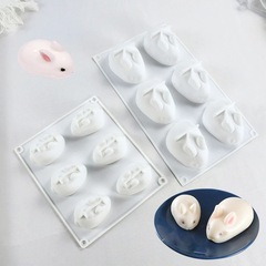 Internet-famous silicone 6-pack rabbit-shaped mold for pudding, chocolate, mousse, cake, and milk-based desserts—perfect baking tool