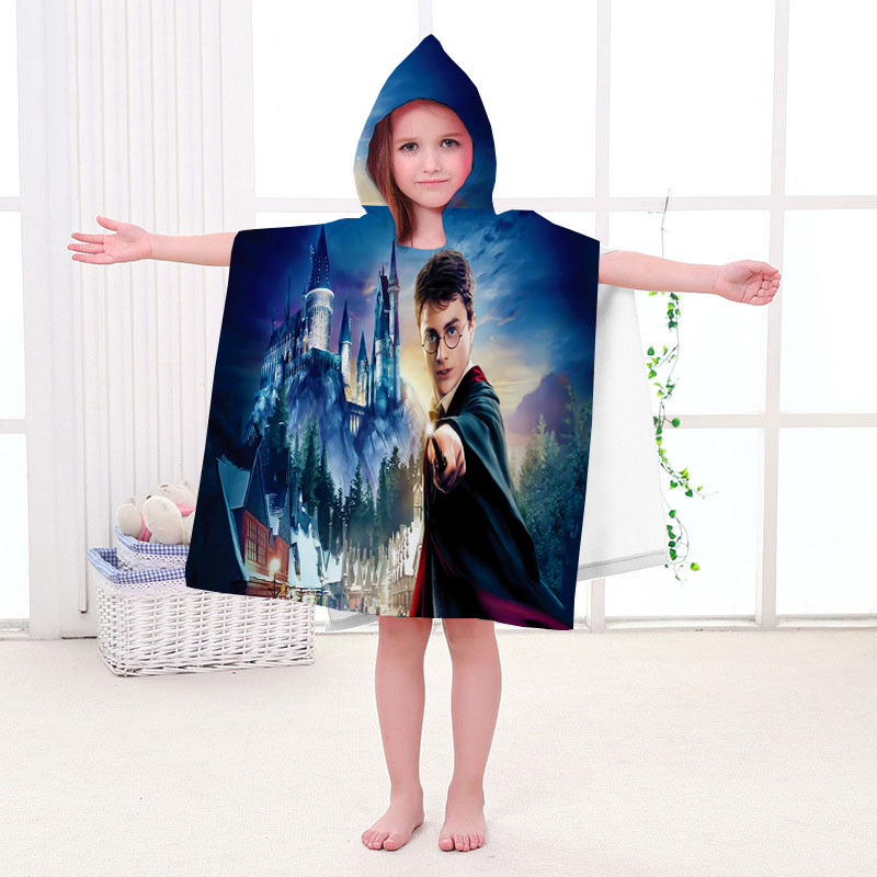 Cross-border children's bathrobe Harry Potter home Bath wearable towel cotton hooded cloak bath towel beach towel