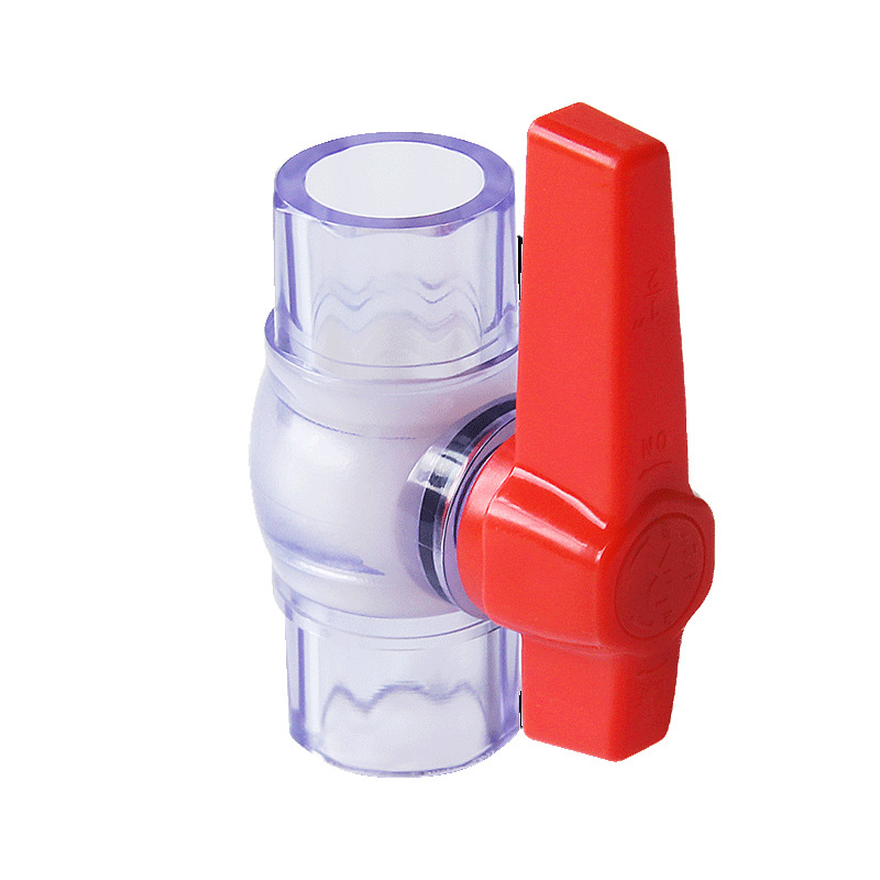 Válvula de bola de PVC transparente tubería de agua válvula de pez de plástico accesorios de válvula de enchufe adhesivo válvula de parada de agua estándar nacional de PVC engrosado interruptor