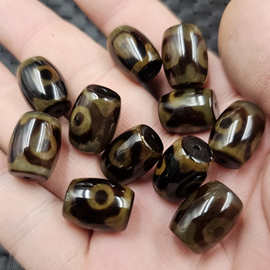 深透玛瑙三眼天珠玉石散珠咖啡色玛瑙勒子路路通饰品配件手工珠子