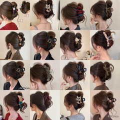 茶色のつや消しヘアクリップ、特大ヘアクリップ、女性用ネットセレブヘアクリップ、後頭部シャーククリップ、高級ヘアアクセサリー