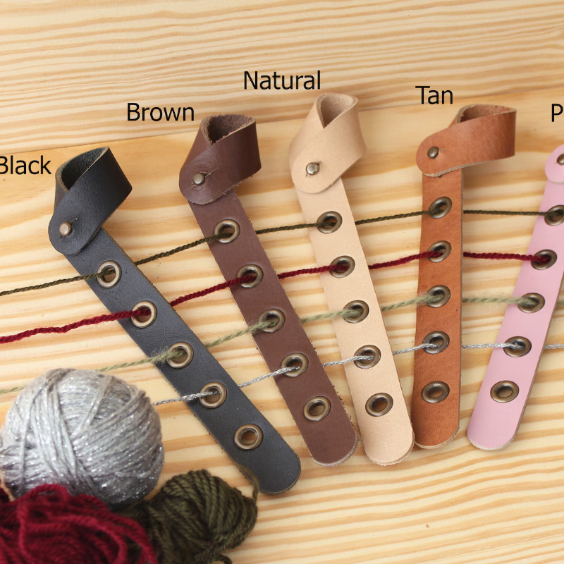 Casual Pu Leather Knitted Yarn 5-Hole Cable Organizer Crochet Wool Finishing Accessories Knitting Sweater DIY Fine Yarn Device