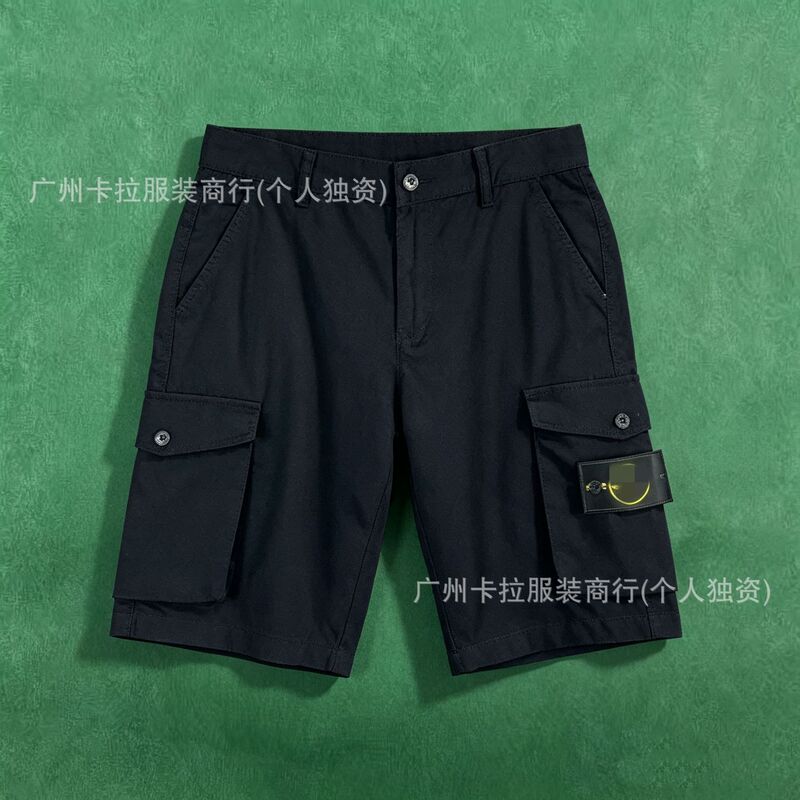Cross-border STD Stone European and American new style solid color compass badge knee-length shorts with large pocket decoration workwear long pants Cross-border STD Stone European and American new style solid color compass badge knee-length shorts with large pocket decoration workwear long pants