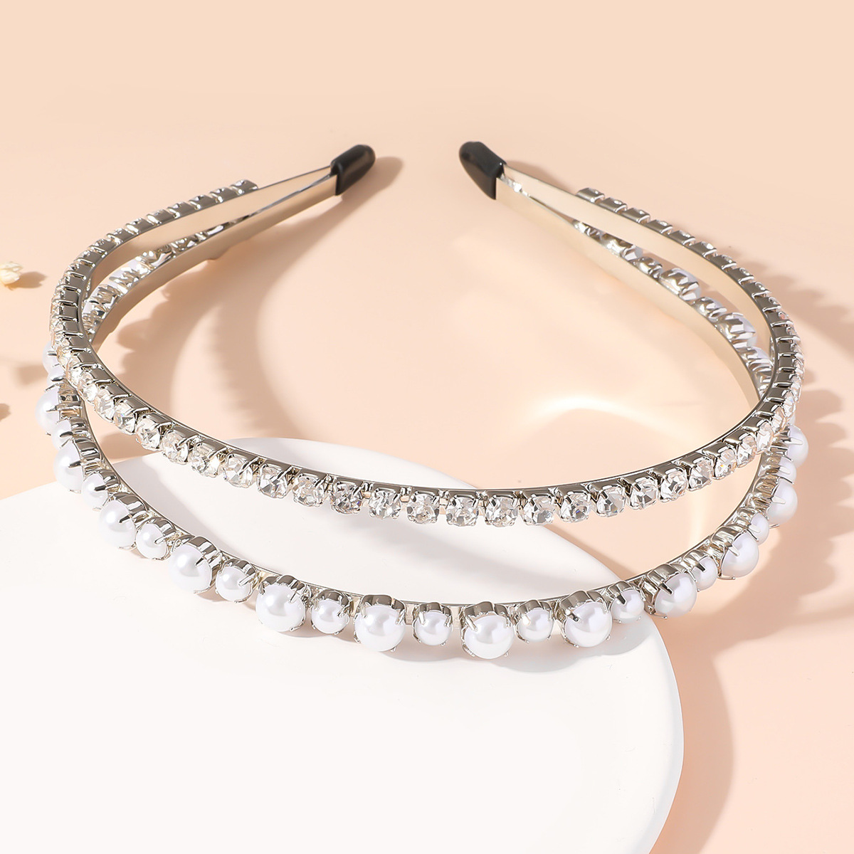 Europa y los Estados Unidos perlas red personalidad roja super brillante doble diamante cabeza de aro estilo coreano dulce perilla de cabello accesorios para el cabello