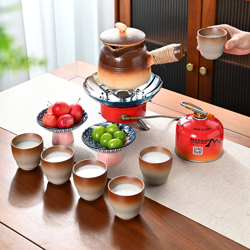 Large Capacity Pot with Wooden Lid, Milk Kettle, Cassette Stove, Tea Kettle, Ceramic Pot with Side Handle, Yunnan Pot, Milk Tea Pot