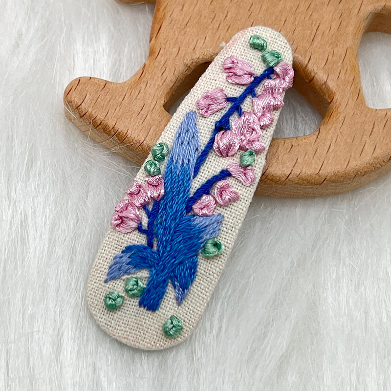 Lu bordado lindo gato perla coreano pinzas de pelo hechas a mano diy bordado creativo para chicas rotas flores pinzas de pelo lateral