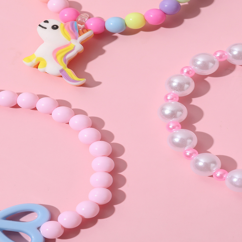 Colorful Acrylic with decor String Beads Bracelet Set