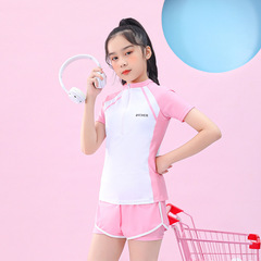 廠家直銷兒童泳衣女童中大童分體平角保守專業運動學生溫泉泳裝