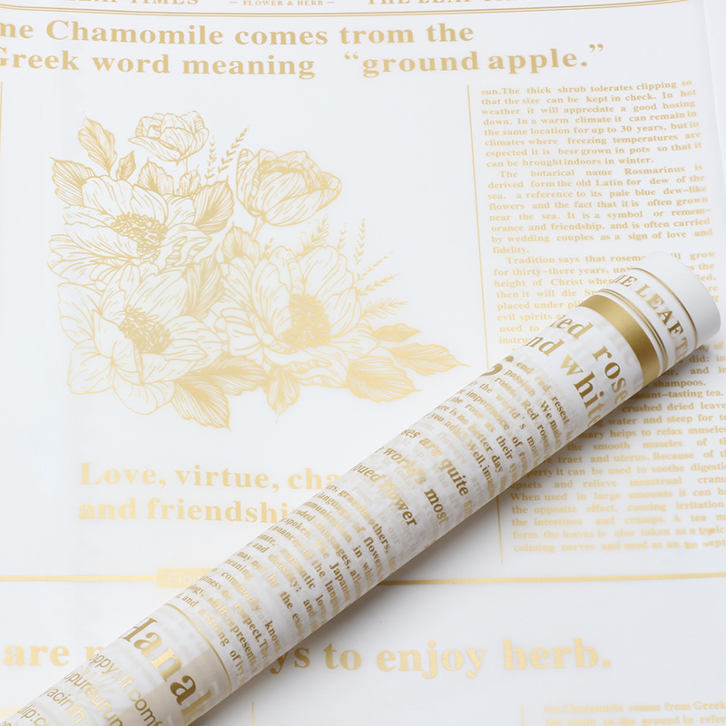 Huaxi Herbal Plant Papel de embalaje de flores Impresión en inglés Paquete de regalo mate impermeable Papel de flores Florería Materiales de ramo