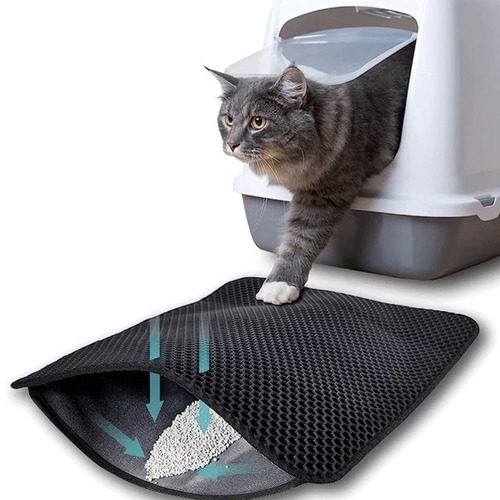 Double-layer cat litter mat filter anti-tracking, anti-splashing, washable, thickened, elastic, sand control cat litter pan mat litter mat