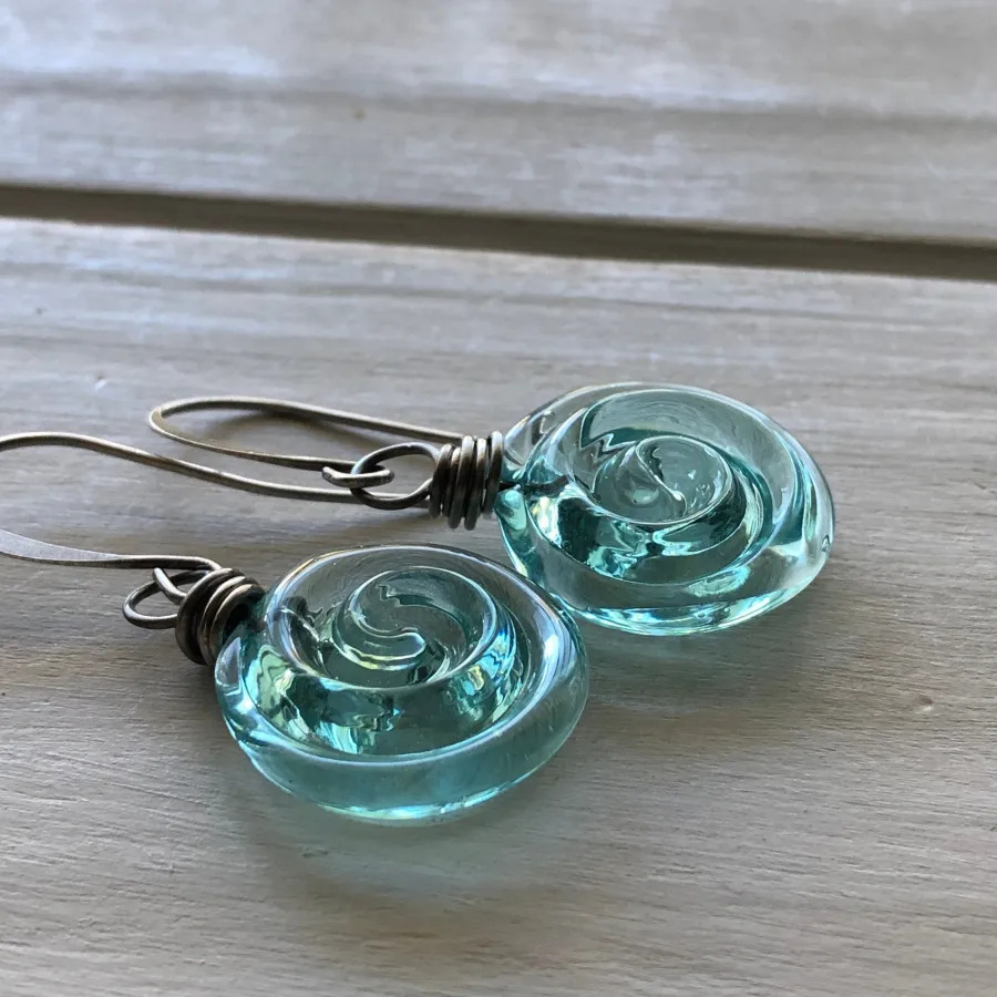 [G Recycled Glass Spiral Earrings ]