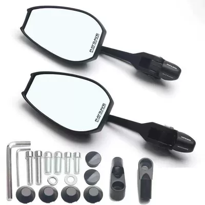 Carbon Fiber Pattern Aos4 Rearview Motorcycle rearview mirror - abs-white-mirror-with-logo
