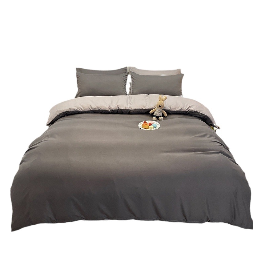 Four-Piece Bed Set Solid Color Four-Piece Set Simple Brushed Three-Piece Set Manufacturer Dropshipping Foreign Trade Bedding