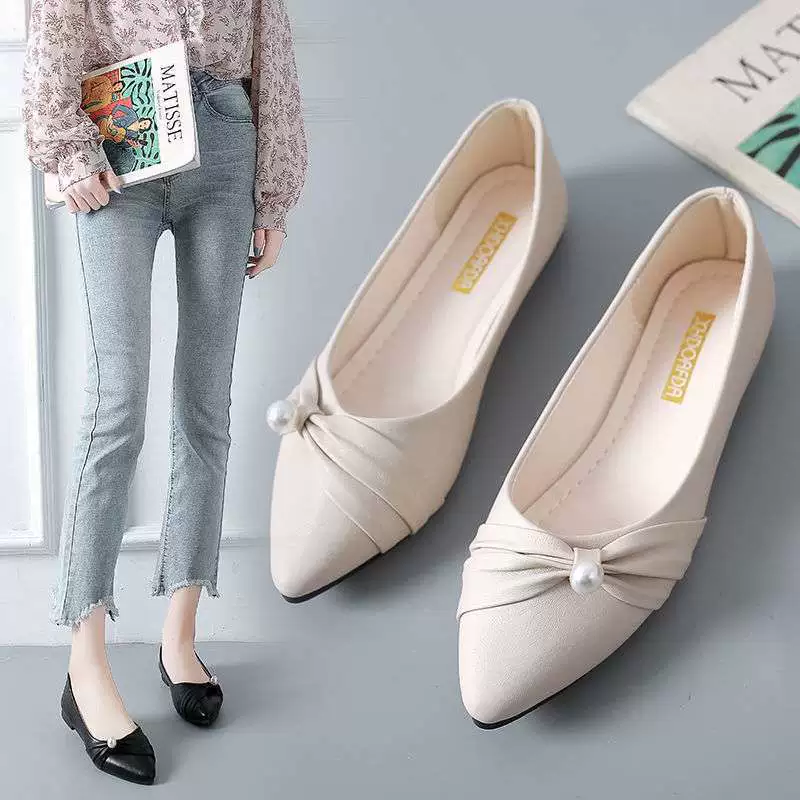 Весна 2025 новые универсальные женские балетки с мягкой подошвой, универсальные туфли-бини для беременных, женские нескользящие туфли