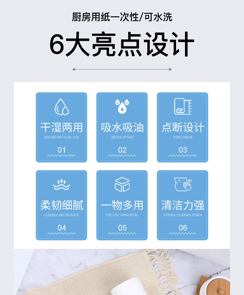 懒人抹布厨房吸水无纺布洗碗清洁日用品百洁布抹布一次性无纺布厂详情2