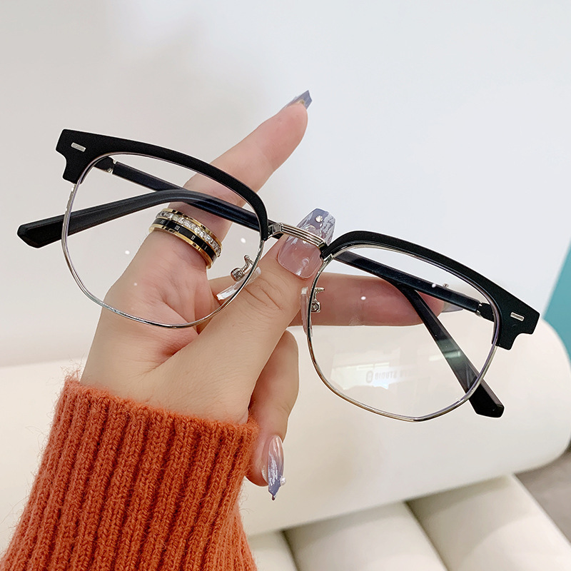 Eyebrow-Style Retro Eyeglass Frames Cross-Border Business Non-Prescription Glasses Frames Casual Trendy Tech Blue Light Blocking Prescription Glasses Eyebrow-Style Retro Eyeglass Frames Cross-Border Business Non-Prescription Glasses Frames Casual Trendy Tech Blue Light Blocking Prescription Glasses