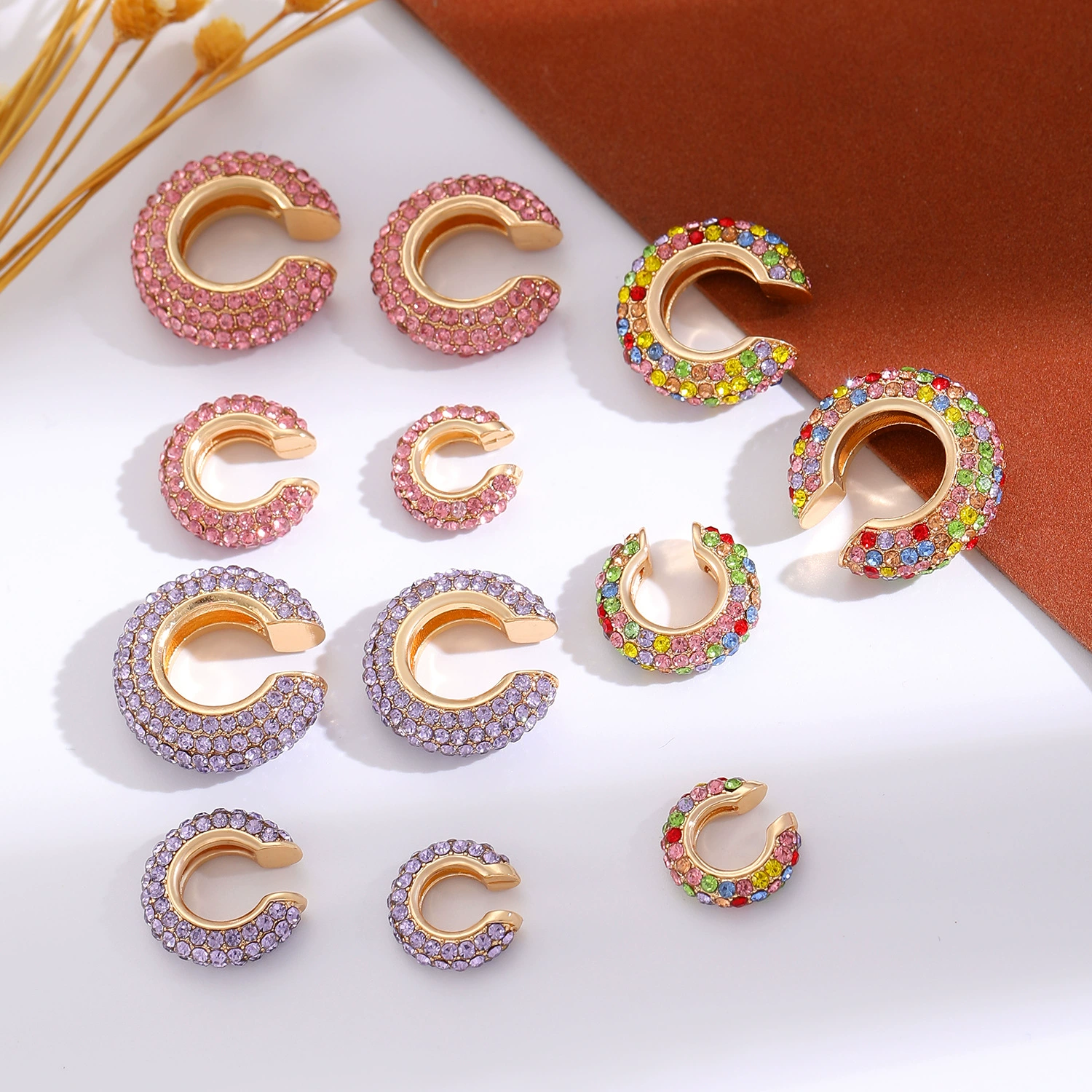 Retro fashionable nail sequins, earrings, trend ear clips, European style, simple and elegant design, no pierced ears