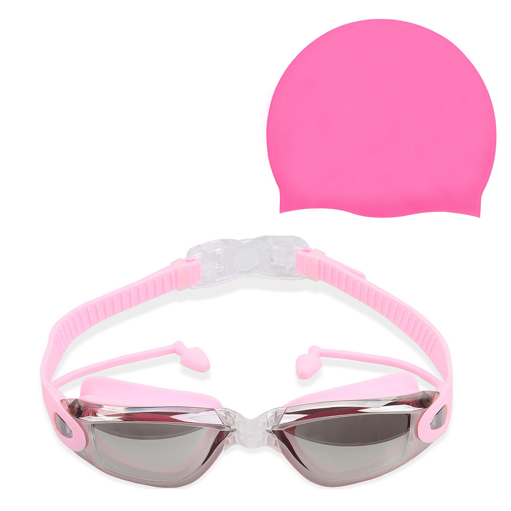 핑크색 수영 고글 가방 + 실리콘 캡