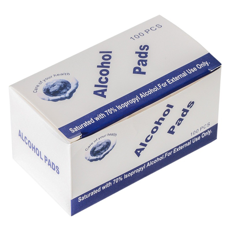 Venta al por mayor desinfección algodón hoja 70 grados alcohol algodón limpieza toallitas desechables 100 piezas paquete independiente Inglés alcohol algodón hoja
