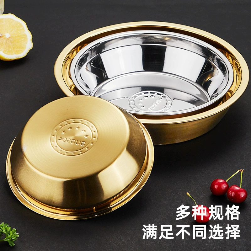 Утолщенная глубокая тарелка из нержавеющей стали в Корейском стиле 304 Тарелка для морепродуктов из нержавеющей стали Глубокая тарелка для фруктов с раками Круглое плоское дно