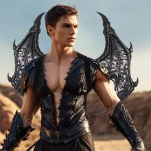 新款现货万圣节狂欢节可折叠无纺布印花凤凰火焰天使翅膀