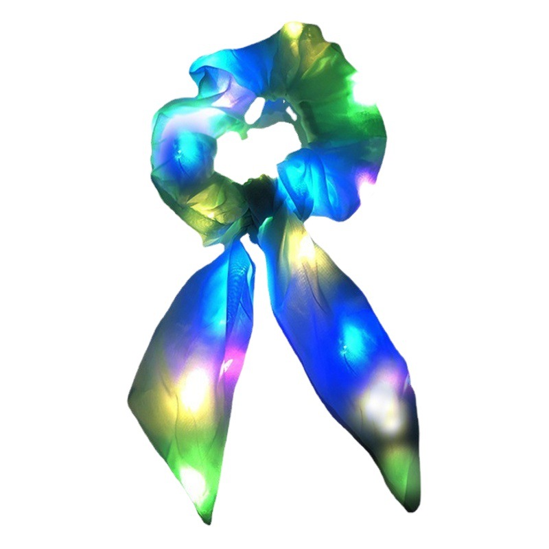 Amazon LED cinta luminosa anillo de pelo 6 colores Color sólido colorido luz luminosa intestino grueso anillo de pelo moda dinámica accesorios para el cabello