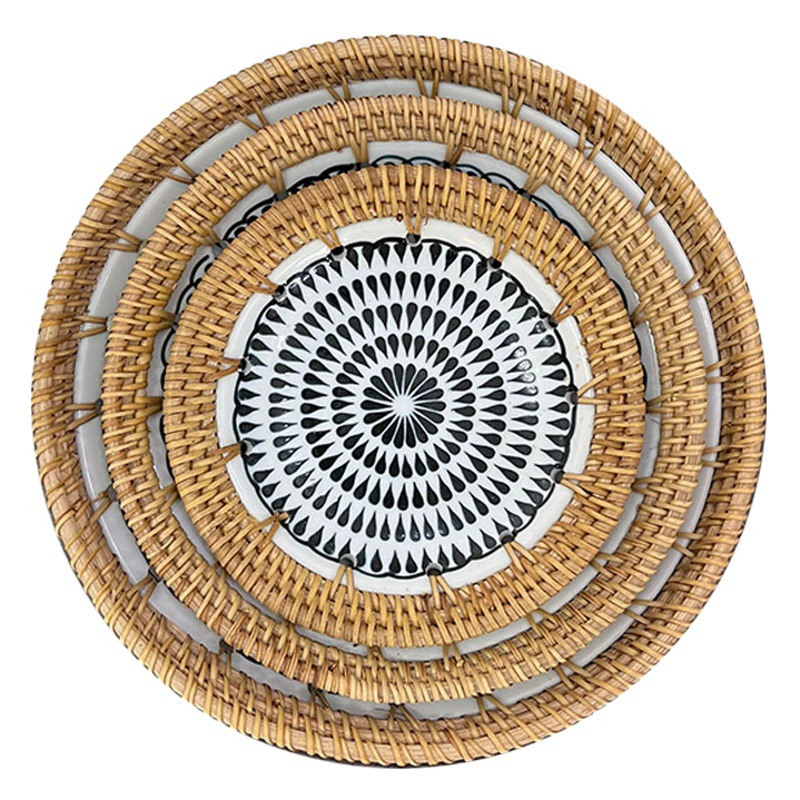 Японский ротанга фруктовый поднос чайная комната керамическое Блюдо Поднос дома гостиная послеобеденный чай Закуска поднос