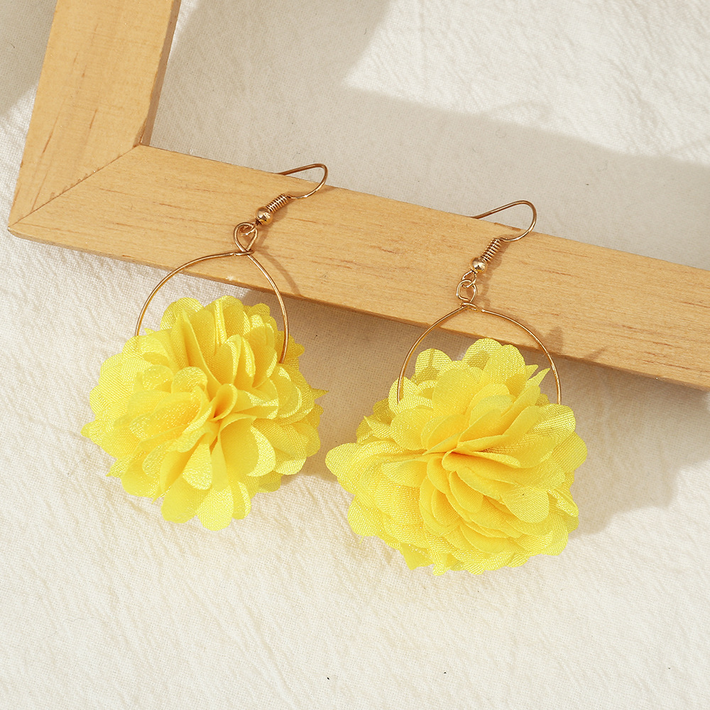 1 Pair Fashion Flower Cloth Plating Women's Drop Earrings display picture 4