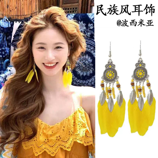 ethnic retro earrings from Yunnan province with tassels