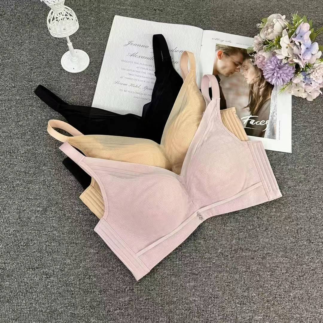Nuevo sujetador de alta calidad de moda de encaje jacquard transpirable ajustable cómodo tres botones de colado ropa interior mujer image 1