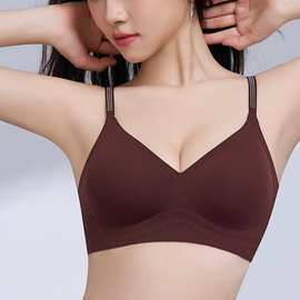 新品无痕聚拢内衣无钢圈水滴固定杯型软支撑小胸显大调整型文胸