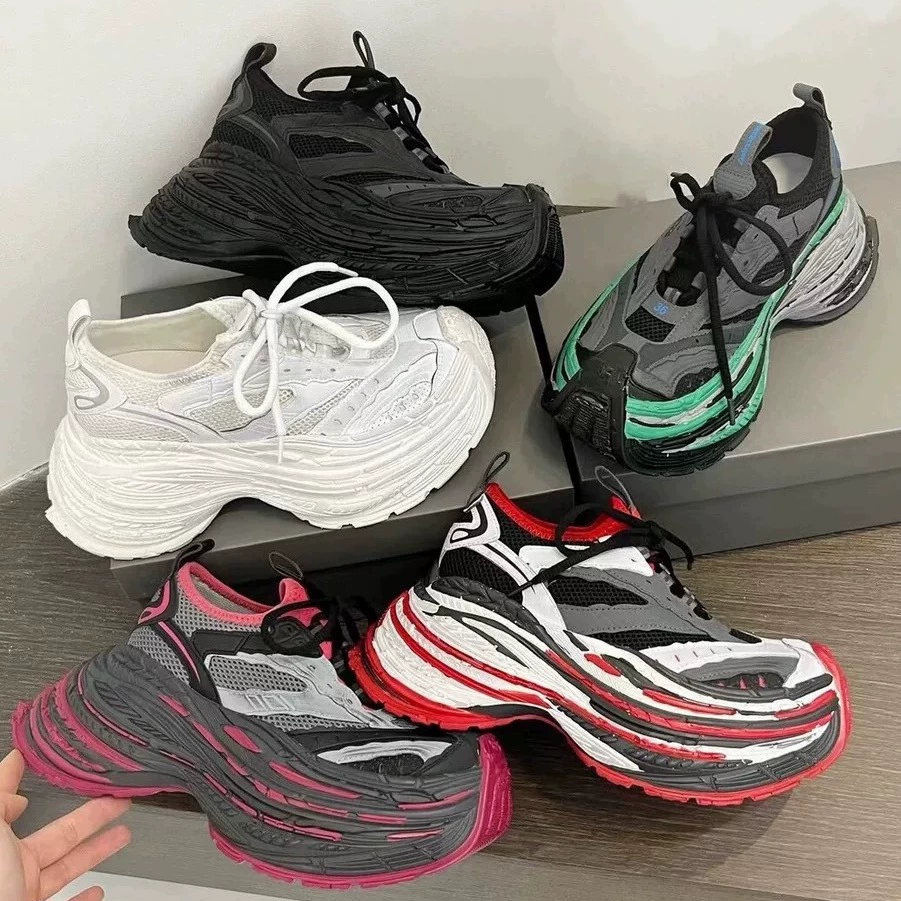 Новые летние женские туфли для папы 2024, дышащая сетка, толстая подошва, повседневная обувь для пар карлика, мужские уличные модные туфли