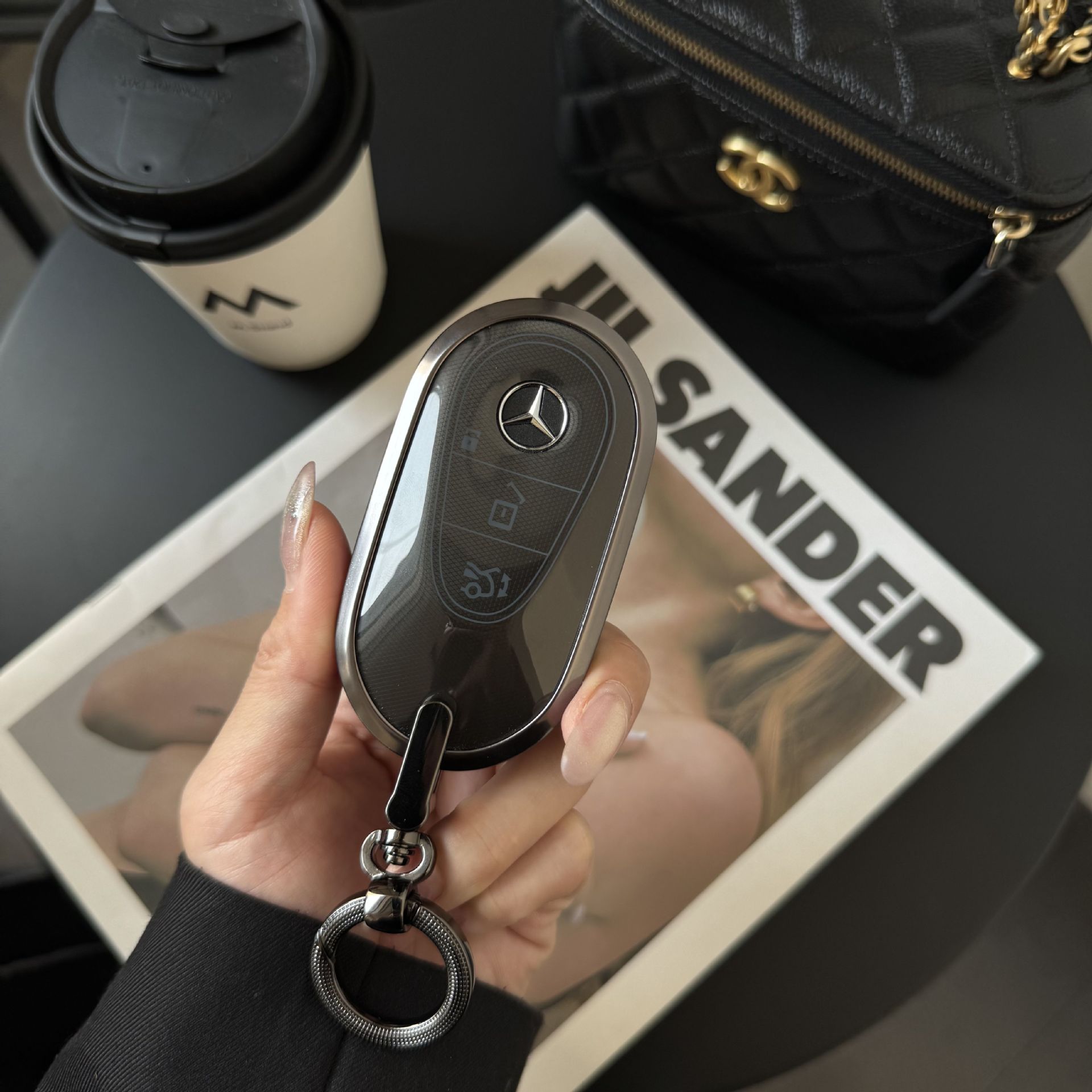 For Mercedes-Benz Key Case GLC E-Class C260L Buckle A200L Leather GLS